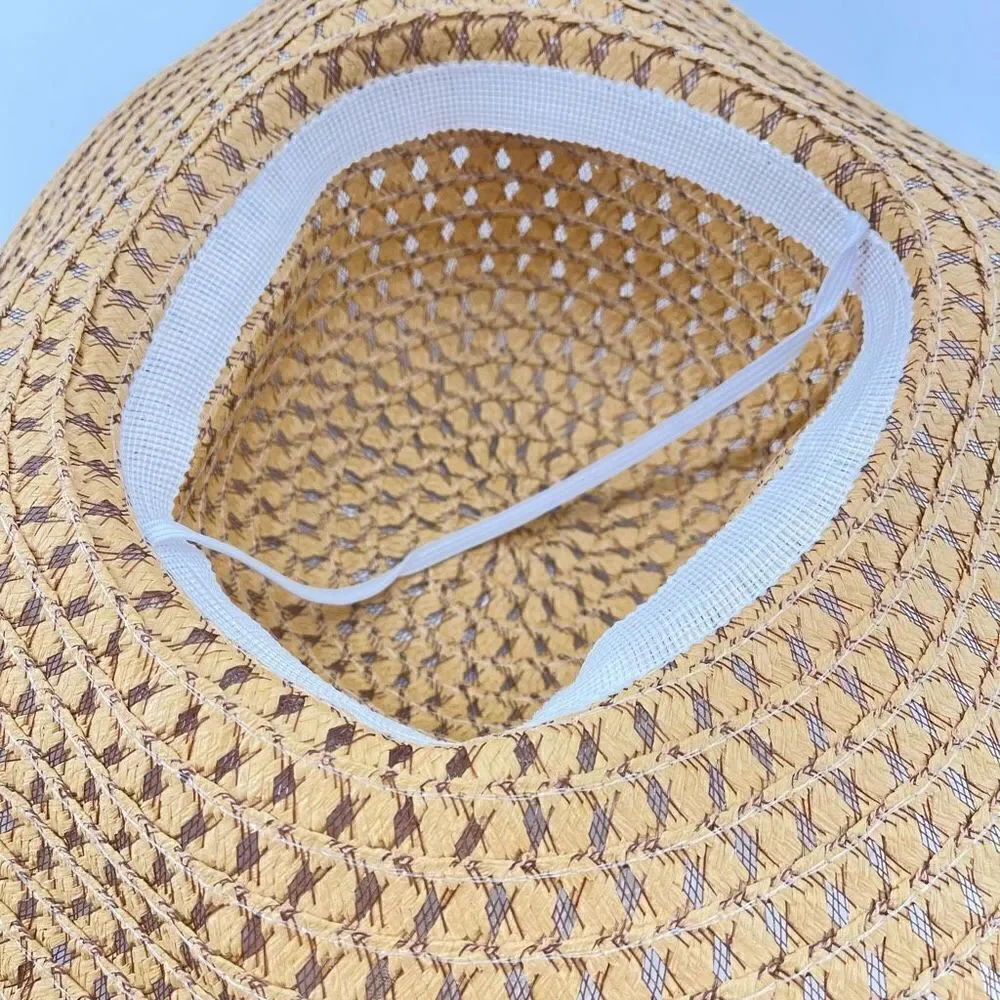 Women's Beach Straw Hat cottagecore Lace Chin Strap Outdoor Travel Panama One Si